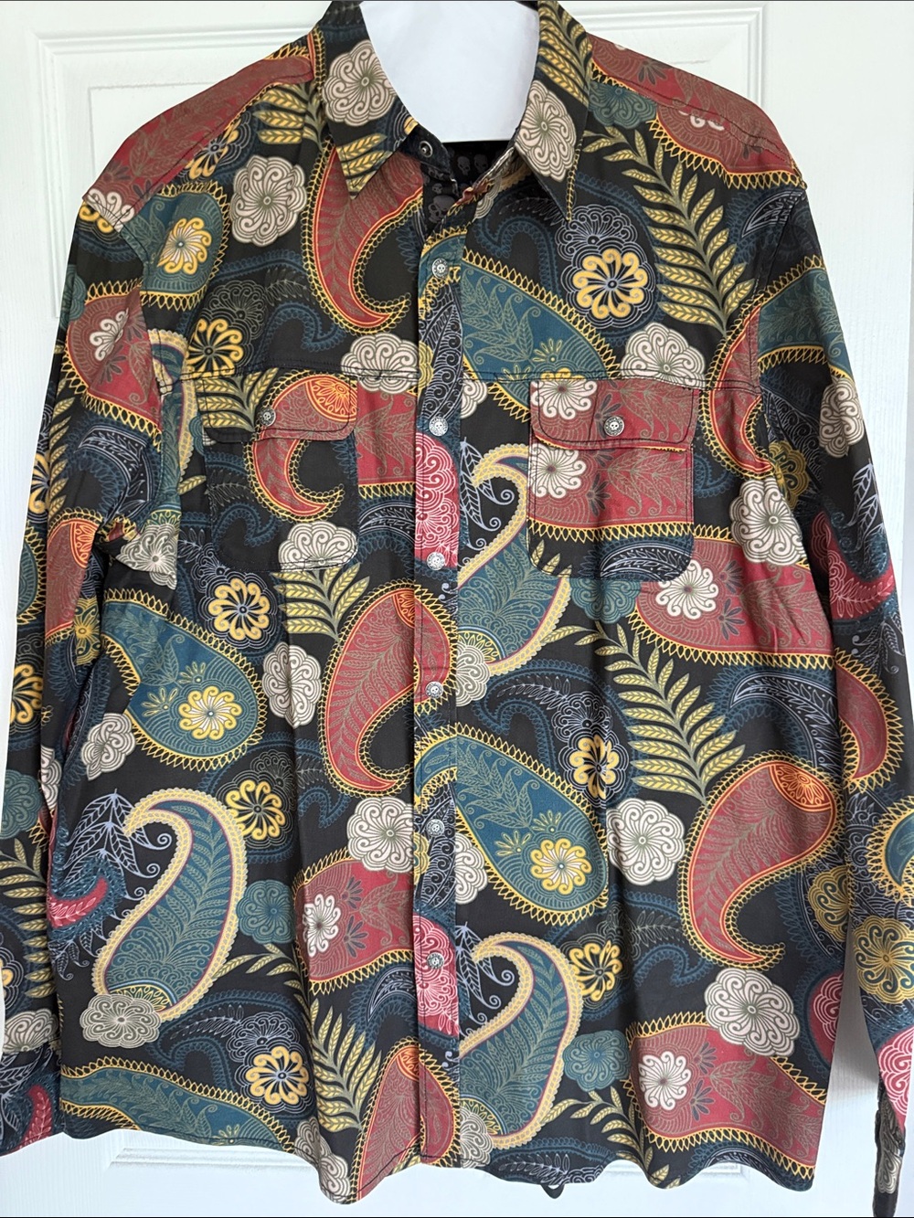 Men's Paisley Long-Sleeve Button-Down Shirt - Multicolor